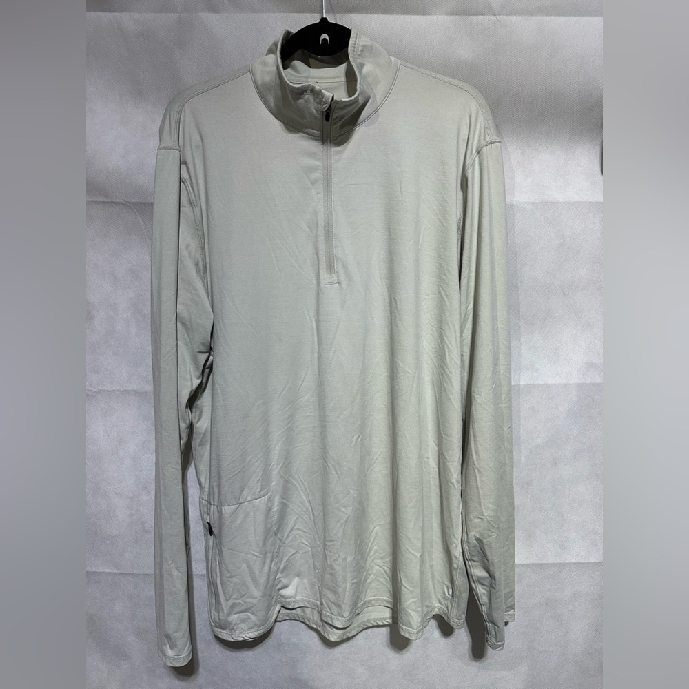Vuori Quarter Zip Performance Stretch Men’s XL Ivory Off-White Pocket Activewear